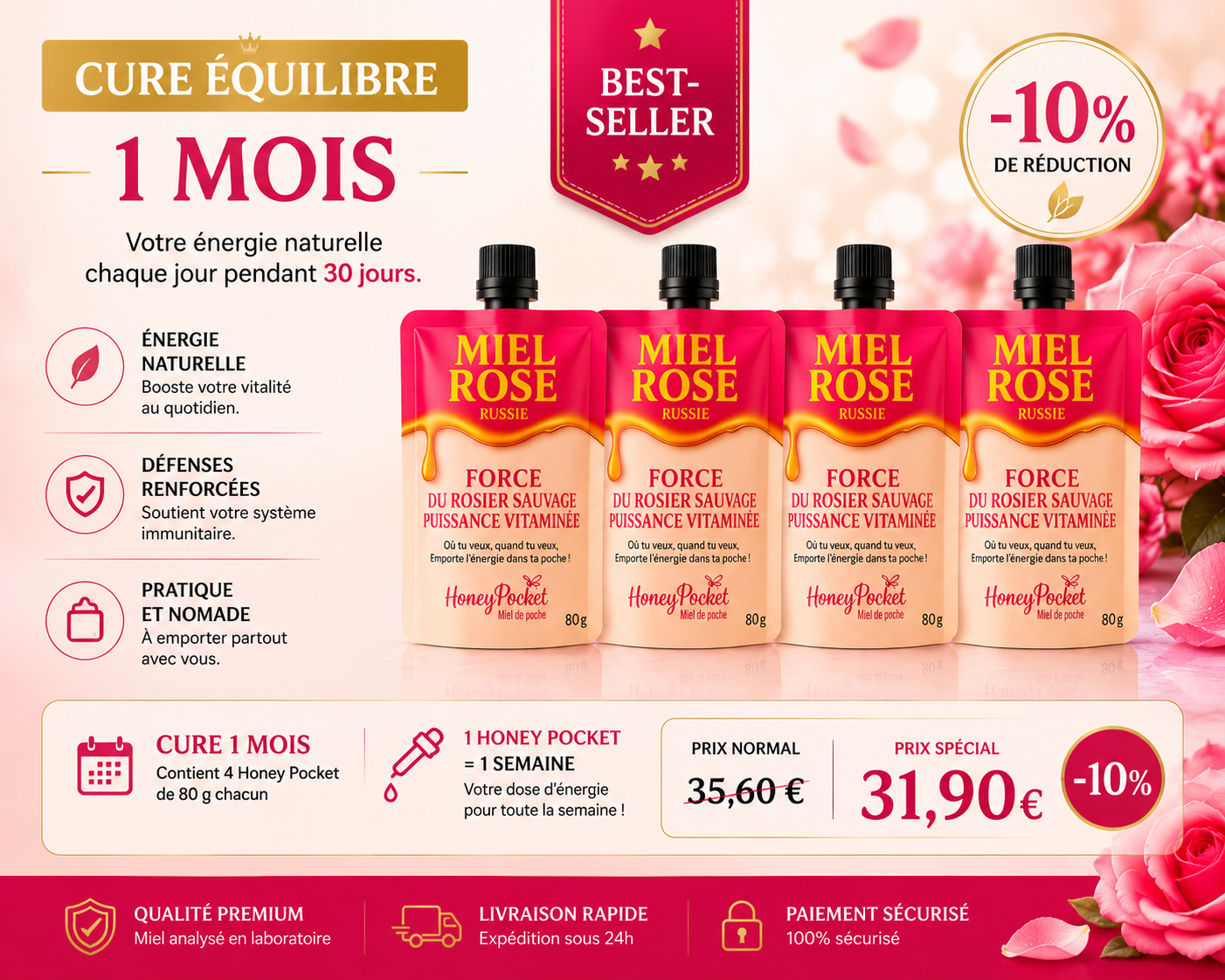 Honey Pocket – Miel Rose Premium (80 g) – Image 3