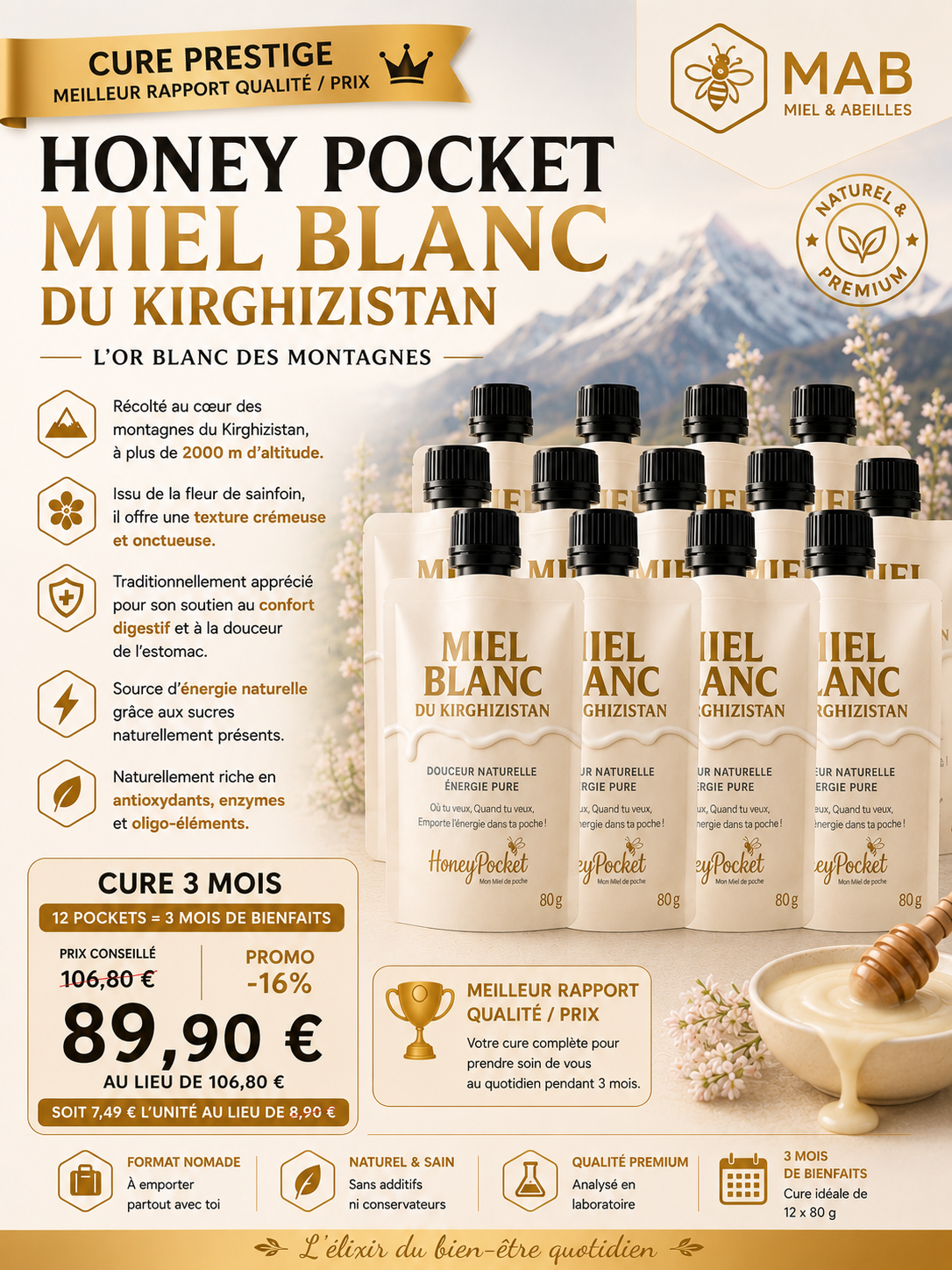 Honey Pocket – Miel Blanc du Kirghizistan (80 g) – Image 3